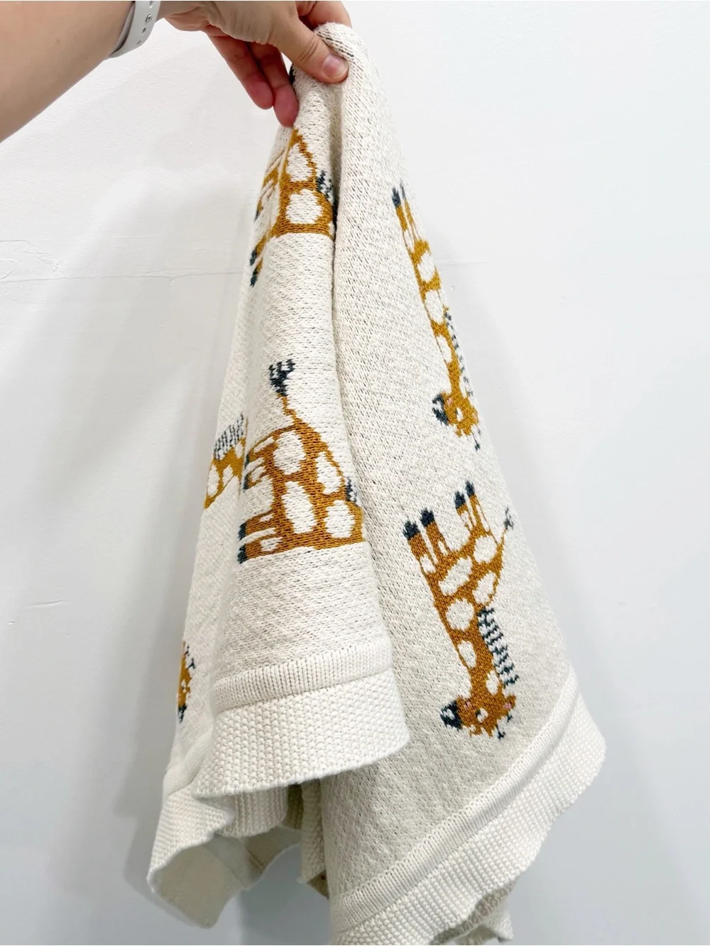 Adairs Jungle Organic Cotton Giraffe Baby Blanket Knitted
